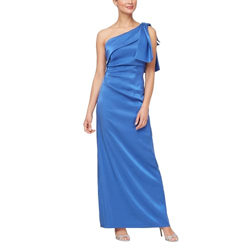 Image of Alex Evenings Women's Long Cold Shoulder Dress, Wedding Guest, Prom, Formal Event (Petite and Regular Sizes)