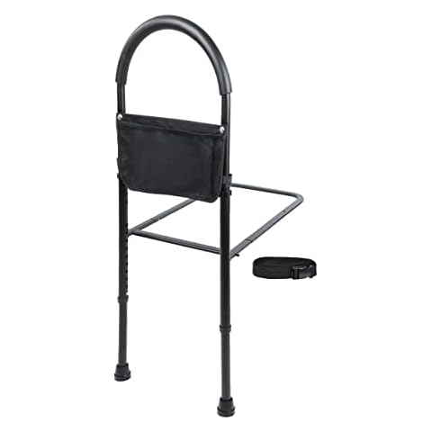 Mondo Medical Adjustable Bed Assist Rail - Easy to Grip Safety Bed Siderail Bar with Floor Support and Storage Pouch Cover