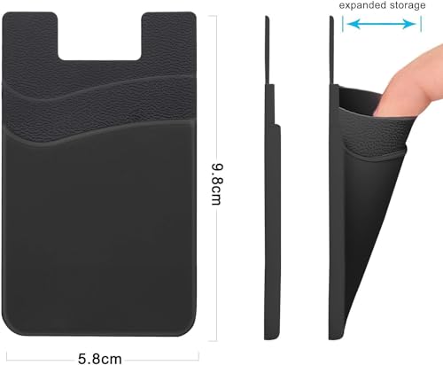Image of Mizi (2Pack Silicone Adhesive Double Pocket Phone Wallet, Card Holder for Back of Phone Stick on Phone Cases for iPhone /Android /Samsung Galaxy - (Pink /Purple)