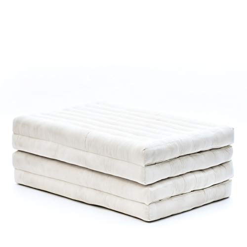 Image of Leewadee Trifold Mattress Standard - Comfortable Thai Massage Pad, Foldable Floor Mattress Filled with Eco-Friendly Kapok, Perfect to Use as a Sleeping Mat 79 x 28 inches, Ecru