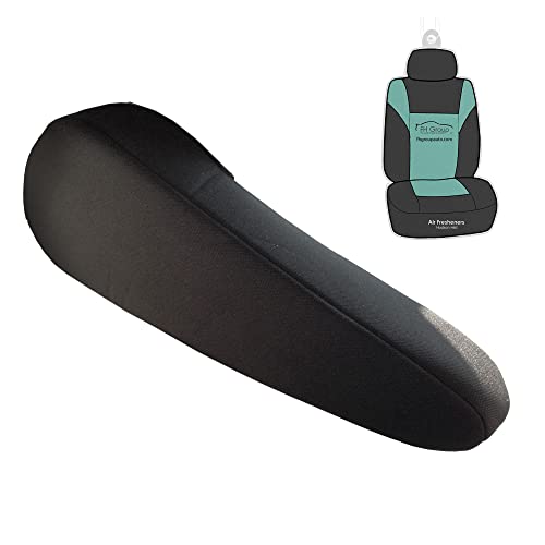 Image of FH Group Flat Cloth Fabric Armrest Cover Semi-Universal Fit, One Pair Black