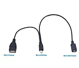 Duttek Micro USB Y Splitter Cable, Micro USB Male to USB 2.0 Female and Micro USB Female Power Enhancer Adapter Splitter Charging Converter Extension Cable- Black 30 cm
