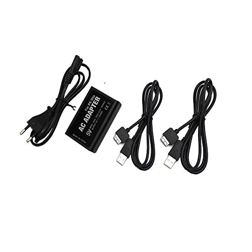 WICAREYO Bloc d'alimentation avec câble de Charge USB pour PS Vita 1000,Chargeur AC Adaptateur avec câble d'alimentation UE pour PS Vita 1000