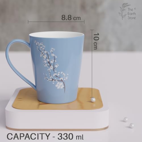 Image of The Earth Store Blossom Lavender Ceramic Coffee Mug Set 330ml, Microwave & Dishwsher Safe Tea /Milk Mug, Ideal for Home, Office, Gifting and Daily Use Set of 2