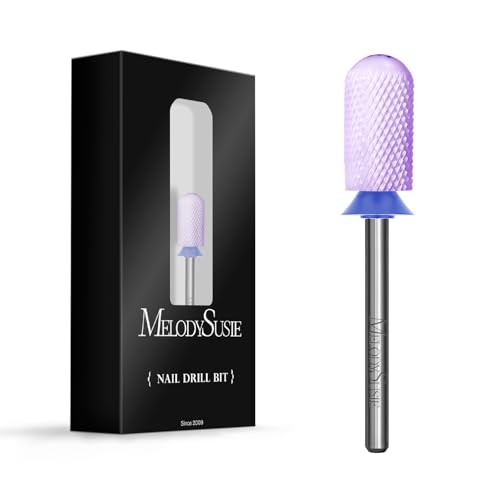 Image of MelodySusie Ceramic Nail Drill Bit, 3 /32'' Smooth Round Top Large Barrel Bits, Suitable for Manicure Pedicure Cuticle Gel Polishing, Beginners Bits, Purple, Series Bit-S, Medium