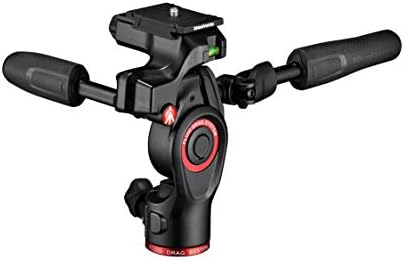 Manfrotto Befree 3-Way Live Camera Tripod Head, Aluminium, 6kg Payload, for Travel Tripods, with Foldable Handles, Fluid Drag System, for Photo and Video, Vlogging Equipment (MH01HY-3WUS)