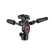 Manfrotto Befree 3-Way Live Camera Tripod Head, Aluminium, 6kg Payload, for Travel Tripods, with Foldable Handles, Fluid Drag System, for Photo and Video, Vlogging Equipment, MH01HY-3W Black