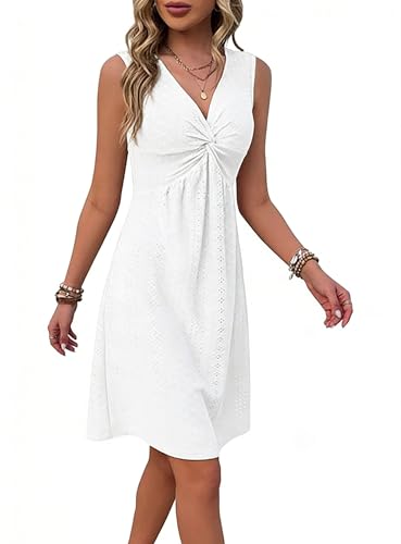 Image of LLHXRUI Sundresses for Women Sleeveless Boho Summer Dress Elegant Vacation Tank Dresses Casual Tunic Short Sun Dress