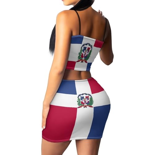 Image of Biyejit Women's 2 Piece Summer Outfits Spaghetti Strap Crop Tops and Bodycon Mini Skirt Dress Set Plus Size S-4XL