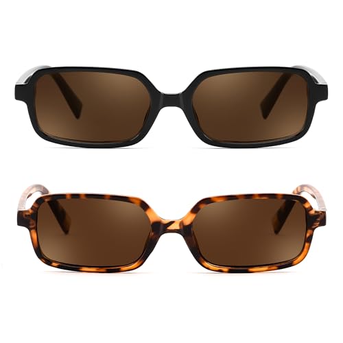 YuJian Trendy Retro Rectangle Women Men Sunglasses Small Narrow Frame 90s Style Shades Sun Glasses2