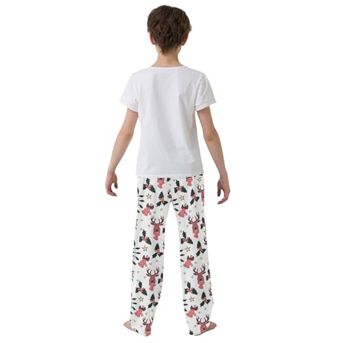 Boys' Pants Cute Deer Christmas Long Bottoms Jogger Pants Elastic Waist Trousers with Pockets S-XL3