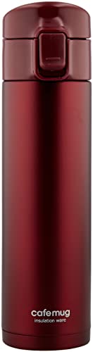 Pearl Metal HB-4036 Mug Bottle, Red, 11.8 fl oz (350 ml), 11.8 fl oz (350 ml), Cafe Mug One Touch