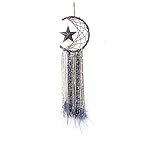 Clicitina Cadeau pour la maison, attrape-rêves, cercle demi décoration, fête de la lune, ornement, décoration de la maison RU433 (bleu, taille unique)