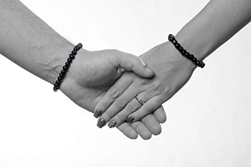 AMBERAGE Natural Baltic Amber Bracelet for Adults (Women/Men) - Hand made From Raw-Unpolished/Certified Baltic Amber Beads(6 Colors) (8, Raw-Unpolished Dark Cherry)4