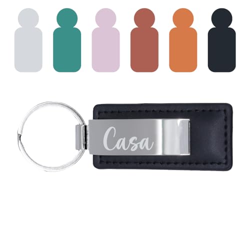 FRAMEG - Llaveros personalizados con grabado para hombre y mujer, marrón, Negro , M