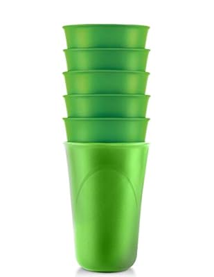 Preserve Everyday BPA Free 16 Ounce Cups Made from Recycled Plastic, Set of 6, Apple Green