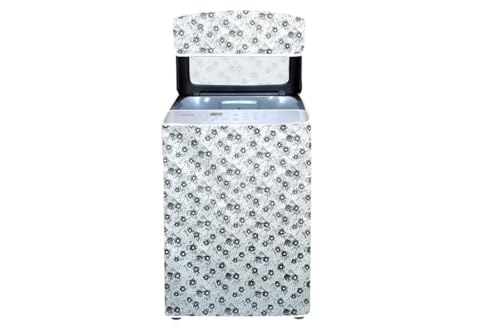 Image of Stylista PVC Washing Machine Cover Compatible for IFB 7 KG Fully-Automatic Top Loading TL-REGS 7.0KG AQUA, Waterproof and Dustproof, Floral Pattern Light Gray