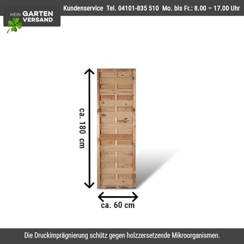 Preiswerter Sichtschutz Windschutz Gartenzaun Maß 60 x 180 cm (Breite x Höhe) aus Kiefer/Fichte Holz, druckimprägniert 'Berlin' Massiv