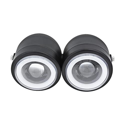 YHMTIVTU Double phare de 8,9 cm avec halo Angel Eye double lampe frontale universelle pour Harley Kawasaki Dirt Bikes Street Fighter Naked Bike Cover