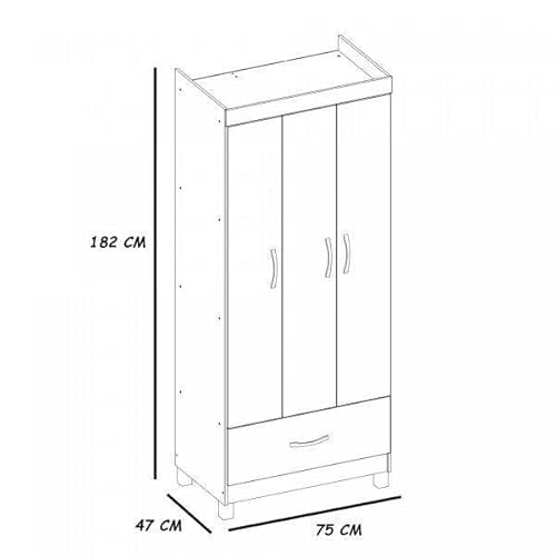 Guarda Roupa Solteiro 3 Portas 1 Gaveta Prince Demóbile Branco