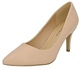 Stillieve Women’s Pointed Toe 3 Inch Stiletto Mid Heel Pumps, Nude 10