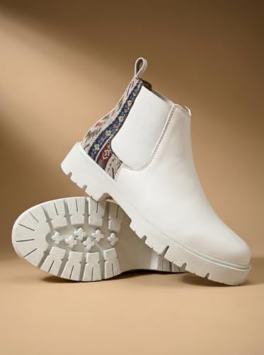 Image of Big Fox Printed Mid Top Chelsea Boots For Woman
