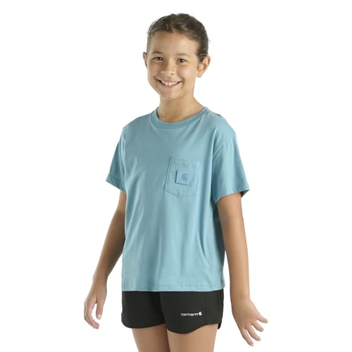 Image of Carhartt Kid's CA7109 Short-Sleeve Tonal Patch Pocket T-Shirt - Girls