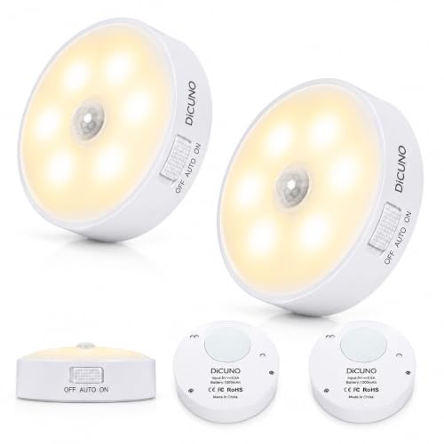 Image of (2 Pcs) Motion Sensor LED Light Motion Sensor Light With Automatic Light Sensor On Off, Wardrobe Lights With Sensor and Cabinet Light for Home Indoor Closet Kitchen and Staircase (White, 2 Pc)