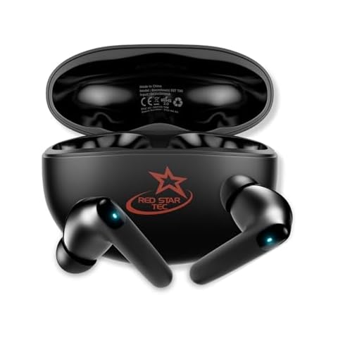 RED STAR TEC Sweatproof Wireless Earbuds Headphones for Running- Suitable as Workout Earbuds, Wireless Sport Earbuds, and Loud Gaming Earbuds with mic from BoomSounZ RST T-90 Noise Cancelling Earbuds Cover