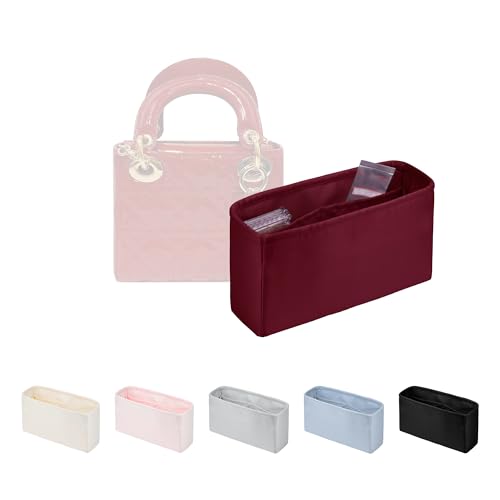 Image of Purse Organizer Insert for Lady Dior New Medium Bags, Satin Luxury Bag Insert, Lightweight & Portable Purse Shaper with Pockets, Ideal for Travel, Shopping, and Daily Use(Rouge H, Lady New Medium)