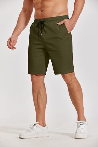 Image of COOFANDY Mens Casual Shorts Cotton Elastic Waist Drawstring Shorts Lightweight Summer Beach Shorts