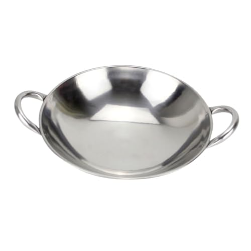 Wok redondo de acero inoxidable con asas resistentes miniatura 1