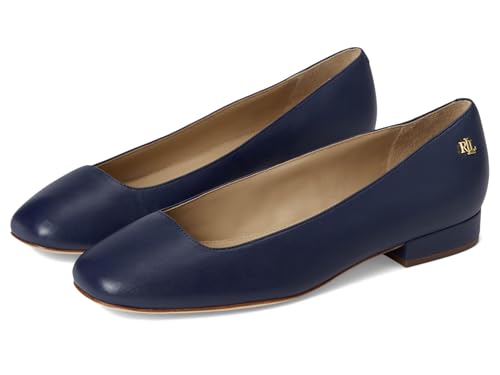 Lauren Ralph Lauren, Women, Emellie Nappa Leather Ballet Flat, Refined Navy, 6, Medium