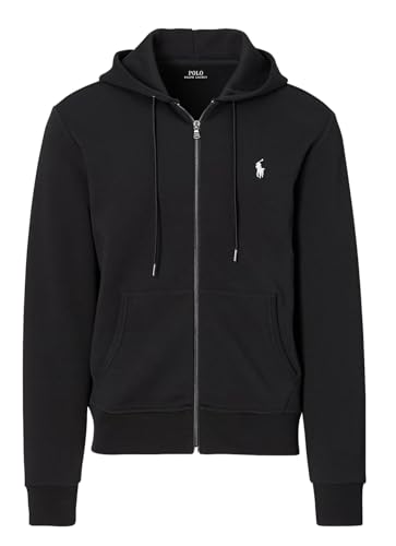 POLO RALPH LAUREN Big&Tall Double Kint - Sudadera con capucha y cremallera frontal completa, Negro de lujo, 2X