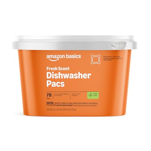 Amazon Basics Dishwasher Detergent Pacs, Fresh Scent, 78 Count