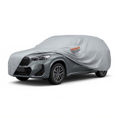 Image of myTVS 100% Waterproof Car Body Cover for BMW X1 - Custom-Fit, Double-Layer, UV & Dust Proof, Mirror Pockets & Elastic Clip Lock (CSK 10A)