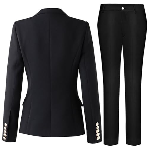 Mi Bo Tong Womens 2 PC Office Lady Suit Double Breasted Business Suit Jacket Pants Suit for Work Professional2