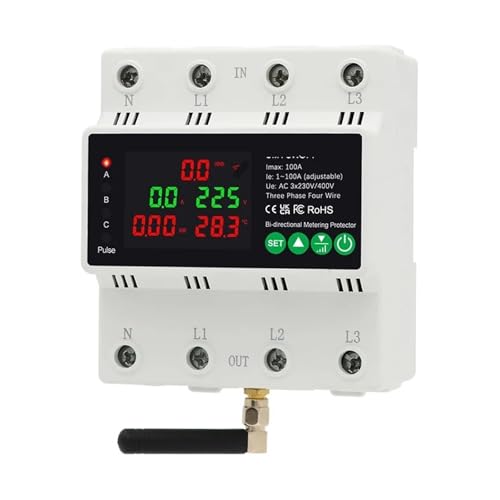 3 Phase 4 Wire 380V 100A bidirectional Electric Energy Power kWh Meter Automatic reclosing Over-Voltage and Under-Voltage Protector
