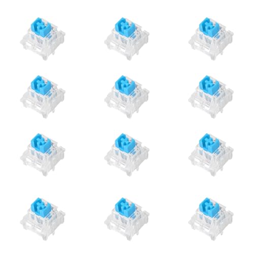 Dmopipp Keyboard Switches, 12PCS Blue Keyboard Clicker Replacement 3 PIN Mechanical Keyboard Switch Clicky Accurate Typing, Dustproof Keyboard Switches for LED Mechanical Gaming Keyboard