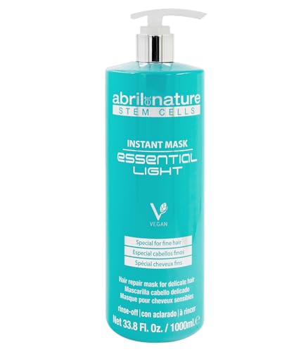 Abril Et Nature Mascarilla Capilar Profesional Peluquería Essential Light , Fortalecedor Del Cabello Debilitado O Delicado , 100% Vegano ,Fuerza Y Volumen, Estándar, Banana, 1000 Mililitro