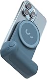 ShiftCam SnapGrip Poignée d'alimentation mobile avec bouton d'obturateur sans fil - Support magnétique qui se fixe sur n'importe quel téléphone - Powerbank intégré avec chargement sans fil Qi (Bleu