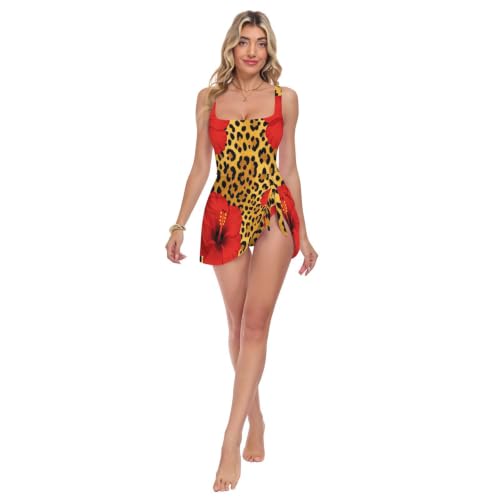 Maillot de bain une pièce léopard femme détachable pour piscine et été