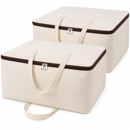 Image of Dustproof PVC Clothes Storage Bags | Foldable Saree & Suit Organizer with Zip | Transparent Wardrobe Organiser for Garments, Blankets, Sweaters (Canvas XXL)
