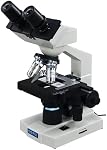 OMAX M82ES-SC100-LP100 40X-2000X Magnification Binocular Compound Microscope with Double Layer 3D Mechanical Stage w Blank Slides Covers and Lens Cleaning Paper