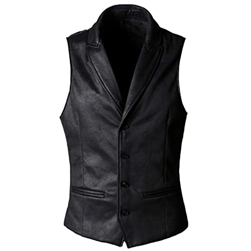 Gilet en simili cuir noir homme classique vintage taille XXXL