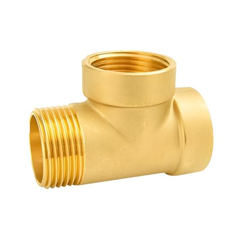 3-Wege Messing Wasseranschluss Verteiler, 1 Zoll T Stück Wasserverteiler, 1' IG x IG x AG, 3 Fach DN25 Wasserverteiler, T Anschluss Abzweig für Pumpe, Hauswasserwerk, Wasserpumpe Bewässerung