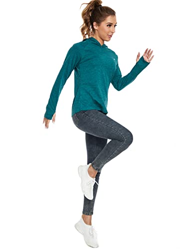 Womens Long Sleeve Hoodie Shirts Upf 50+ Sun Protection Lightweight Workout Hiking Fishing Running Athletic Cooling Shirt With Thumb Hole Dark Green M #TOP4