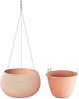 Stolmet 37cm Round Hanging Planters for Indoor Outdoor Garden Hanging Baskets for Plants with Chain (29cm, White)