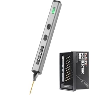 KAGYIFLY Cordless Mini Drill Pen with 10 Bits, Brushless Motor, 0.2 N·m High Torque, LED Lights, Rechargeable Small Electric Hand Drill Set for Jewelry Making,Keychain,Resin,Plastic,Seashells,Wood DIY