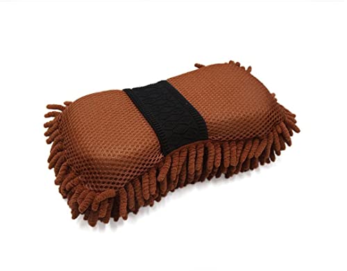 XYWHPGV 25 x 13 x 6.5 cm Brown Microfiber Chenille Cleaning Sponge for Car (1a07c 2098c 8a3ff 008a7 d718b beacb